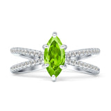 Marquise Split Shank X Ring Cubic Zirconia 925 Sterling Silver