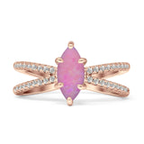 Marquise Split Shank X Ring Cubic Zirconia 925 Sterling Silver