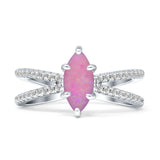 Marquise Split Shank X Ring Cubic Zirconia 925 Sterling Silver