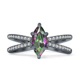 Marquise Split Shank X Ring Cubic Zirconia 925 Sterling Silver