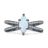 Marquise Split Shank X Ring Cubic Zirconia 925 Sterling Silver