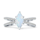 Marquise Split Shank X Ring Cubic Zirconia 925 Sterling Silver