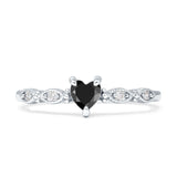 Heart Shaped Milgrain Marquise Vintage Style Promise Ring Cubic Zirconia 925 Sterling Silver