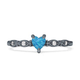 Heart Shaped Milgrain Marquise Vintage Style Promise Ring Cubic Zirconia 925 Sterling Silver