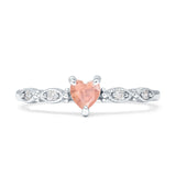 Heart Shaped Milgrain Marquise Vintage Style Promise Ring Cubic Zirconia 925 Sterling Silver