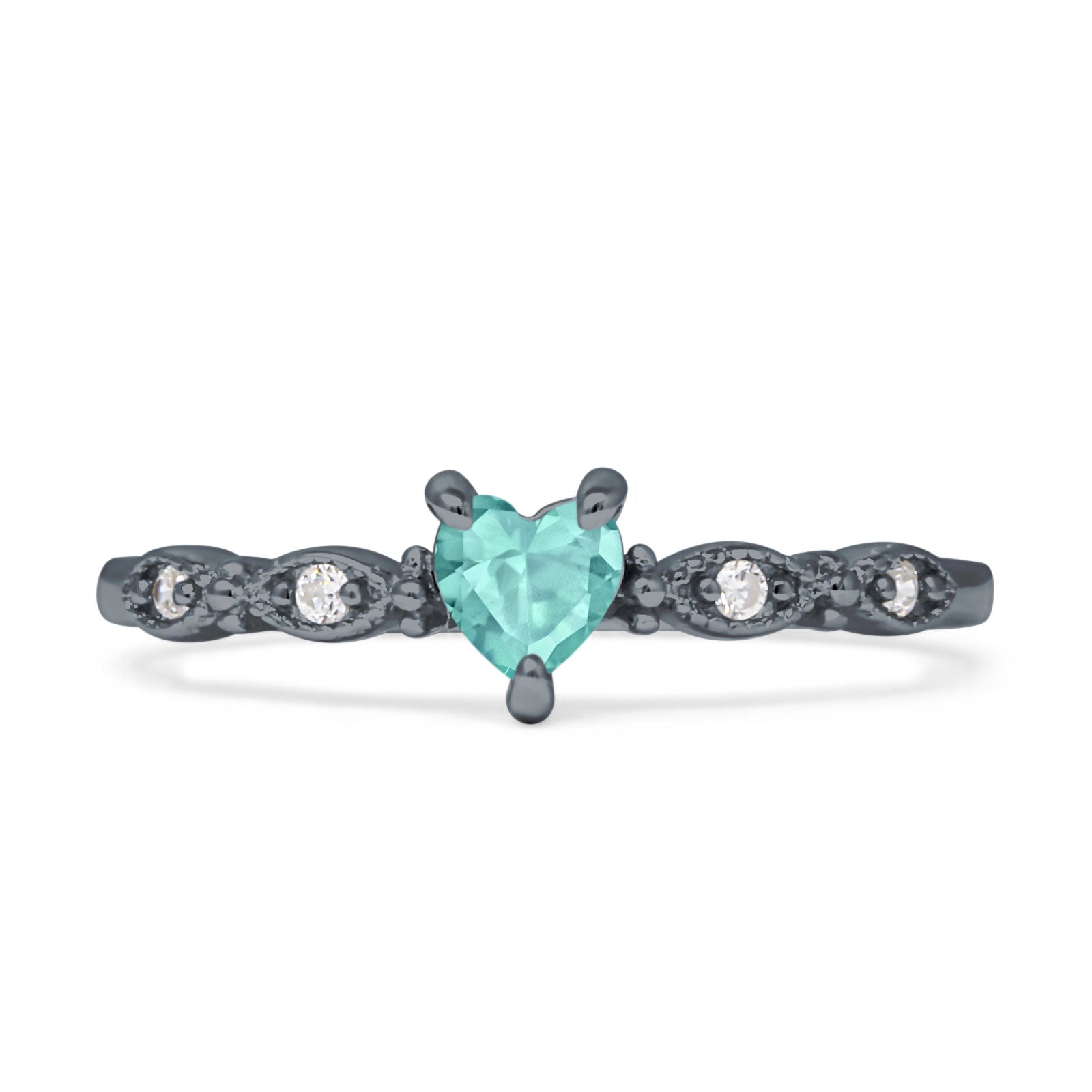 Heart Shaped Milgrain Marquise Vintage Style Promise Ring Heart Shaped Milgrain Marquise Vintage Style Promise Ring