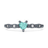 Heart Shaped Milgrain Marquise Vintage Style Promise Ring Cubic Zirconia 925 Sterling Silver