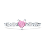 Heart Shaped Milgrain Marquise Vintage Style Promise Ring Cubic Zirconia 925 Sterling Silver