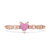 Heart Shaped Milgrain Marquise Vintage Style Promise Ring Cubic Zirconia 925 Sterling Silver