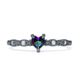 Heart Shaped Milgrain Marquise Vintage Style Promise Ring Cubic Zirconia 925 Sterling Silver