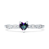 Heart Shaped Milgrain Marquise Vintage Style Promise Ring Cubic Zirconia 925 Sterling Silver