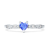 Heart Shaped Milgrain Marquise Vintage Style Promise Ring Cubic Zirconia 925 Sterling Silver