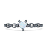 Heart Shaped Milgrain Marquise Vintage Style Promise Ring Cubic Zirconia 925 Sterling Silver