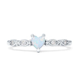 Heart Shaped Milgrain Marquise Vintage Style Promise Ring Cubic Zirconia 925 Sterling Silver