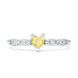 Heart Shaped Milgrain Marquise Vintage Style Promise Ring Cubic Zirconia 925 Sterling Silver