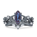 Marquise Split Shank Leaf Floral Ring