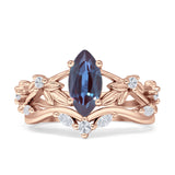 Marquise Split Shank Leaf Floral Ring