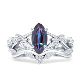 Marquise Split Shank Leaf Floral Ring