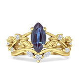 Marquise Split Shank Leaf Floral Ring