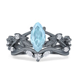 Marquise Split Shank Leaf Floral Ring
