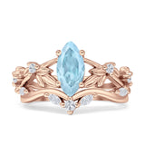 Marquise Split Shank Leaf Floral Ring