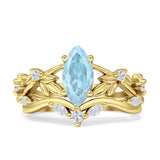 Marquise Split Shank Leaf Floral Ring