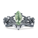 Marquise Split Shank Leaf Floral Ring