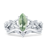 Marquise Split Shank Leaf Floral Ring