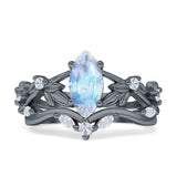 Marquise Split Shank Leaf Floral Ring