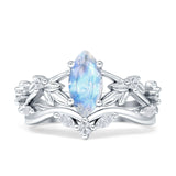 Marquise Split Shank Leaf Floral Ring