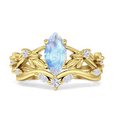 Marquise Split Shank Leaf Floral Ring