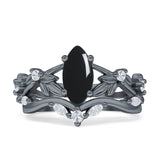 Marquise Split Shank Leaf Floral Ring