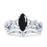 Marquise Split Shank Leaf Floral Ring