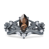 Marquise Split Shank Leaf Floral Ring