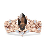 Marquise Split Shank Leaf Floral Ring