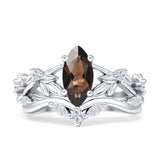 Marquise Split Shank Leaf Floral Ring