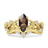 Marquise Split Shank Leaf Floral Ring