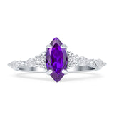 Art Deco Marquise Vintage Style Cubic Zirconia Ring 925 Sterling Silver