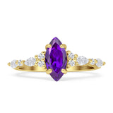 Art Deco Marquise Vintage Style Cubic Zirconia Ring 925 Sterling Silver