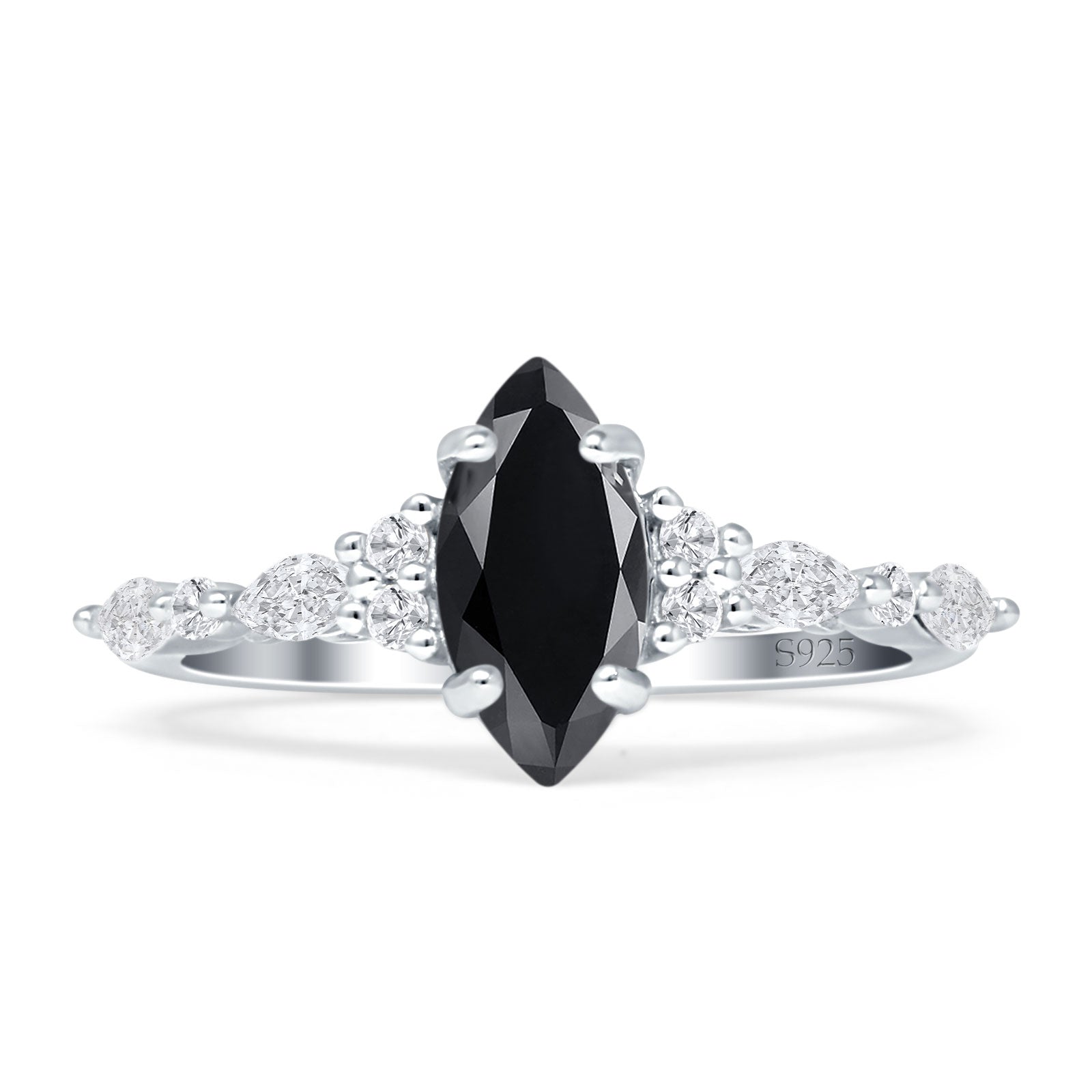 Art Deco Marquise Vintage Style Cubic Zirconia Ring 925 Sterling