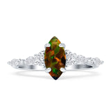 Art Deco Marquise Vintage Style Cubic Zirconia Ring 925 Sterling Silver