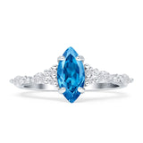 Art Deco Marquise Vintage Style Cubic Zirconia Ring 925 Sterling Silver