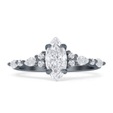 Art Deco Marquise Vintage Style Cubic Zirconia Ring 925 Sterling Silver