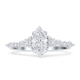 Art Deco Marquise Vintage Style Cubic Zirconia Ring 925 Sterling Silver