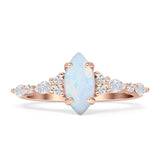 Art Deco Marquise Vintage Style Cubic Zirconia Ring 925 Sterling Silver