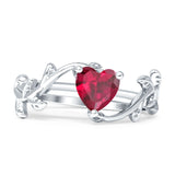 Heart Leaf Art Deco Promise Ring Cubic Zirconia 925 Sterling Silver