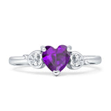 Three Stone Heart Promise Ring Cubic Zirconia 925 Sterling Silver