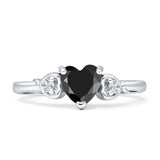 Three Stone Heart Promise Ring Cubic Zirconia 925 Sterling Silver