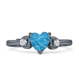 Three Stone Heart Promise Ring Cubic Zirconia 925 Sterling Silver