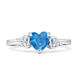 Three Stone Heart Promise Ring Cubic Zirconia 925 Sterling Silver